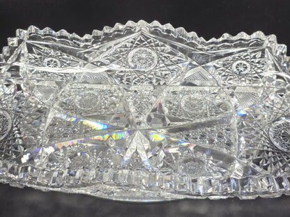 ABP cut glass oval Celery Dish American brilliant period pa12