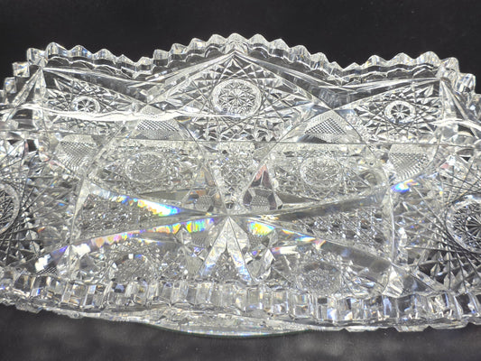 ABP cut glass oval Celery Dish American brilliant period pa12