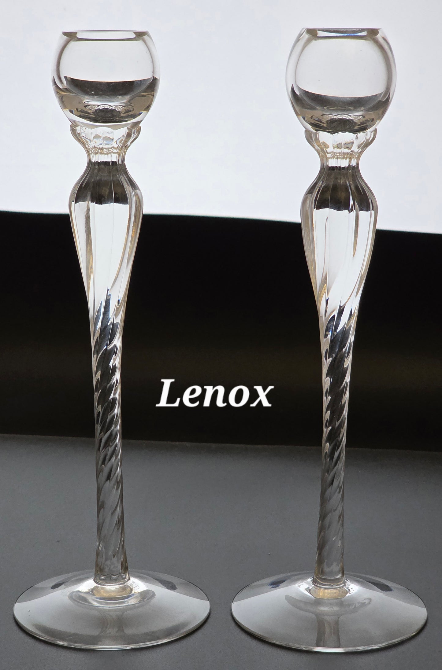Pair of Lenox Aria candle sticks Crystal Made in USA Mt Pleasant PA