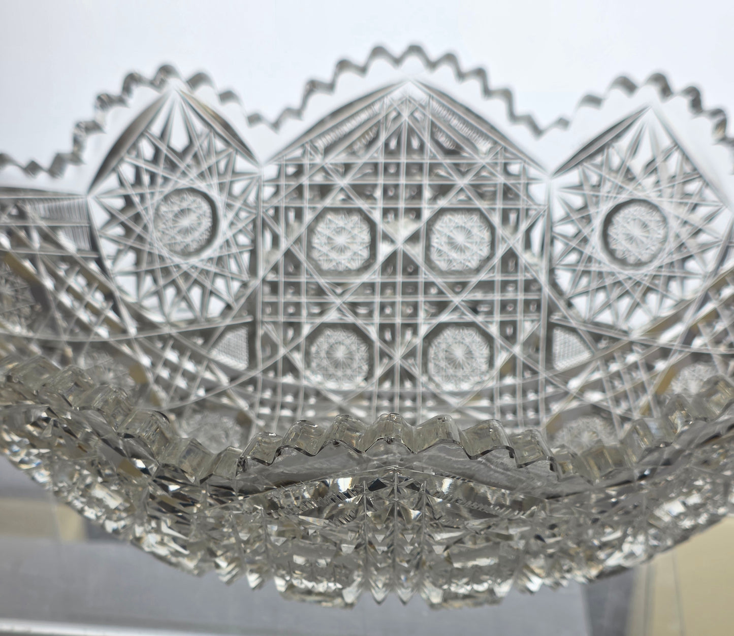 ABP cut glass triple miter banana bowl American brilliant period 1886 -1915 tg7