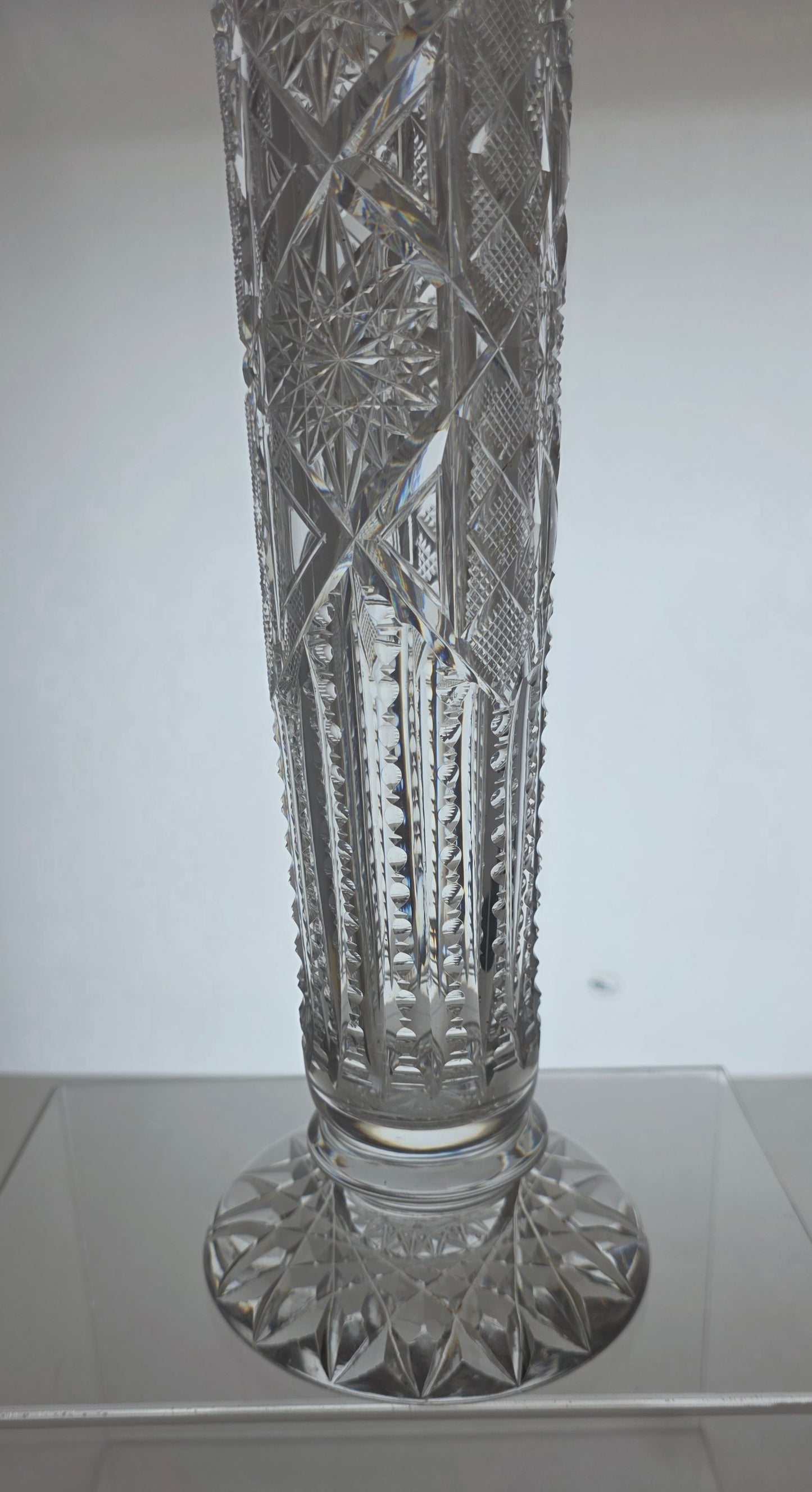 ABP cut glass vase antique Signed Libbey