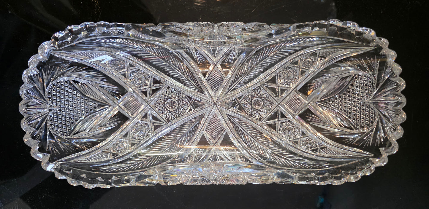 ABP Cut glass rectangular folded bread tray bob56