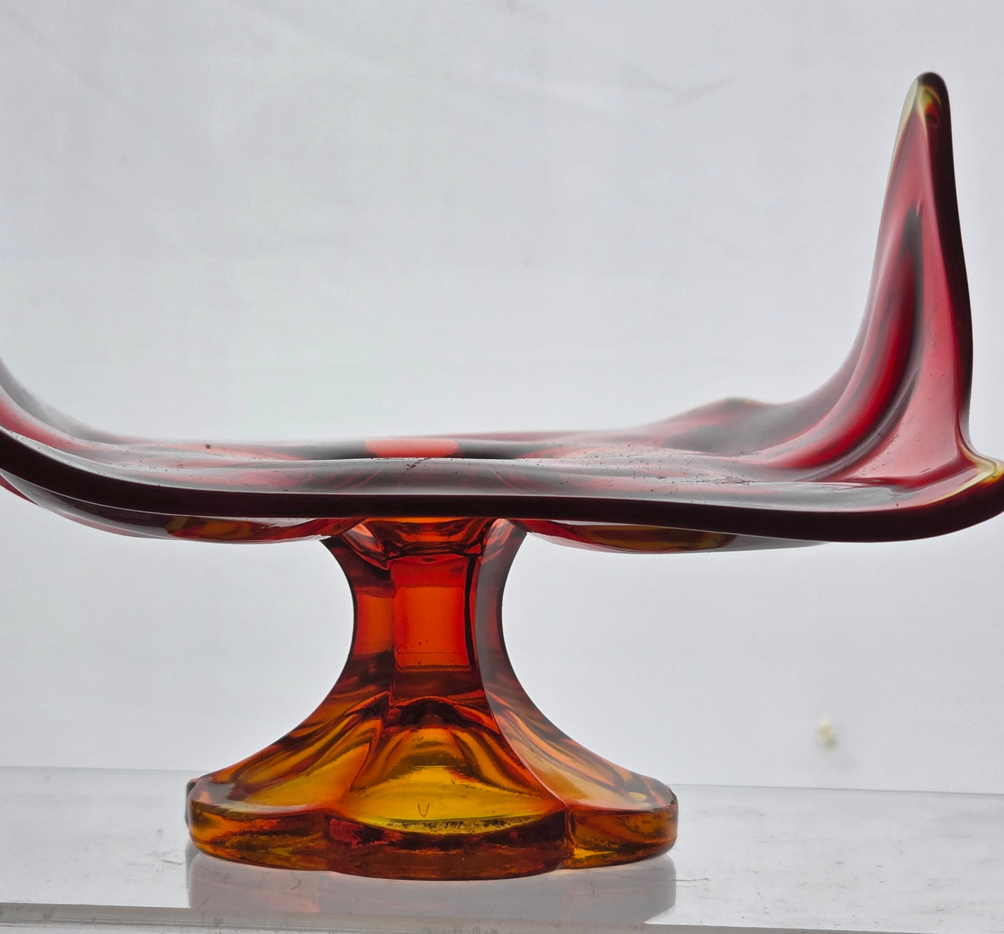 L.E Smith Glass Amberinea footed compote