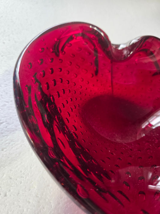 Red heart trinket dish controlled bubble