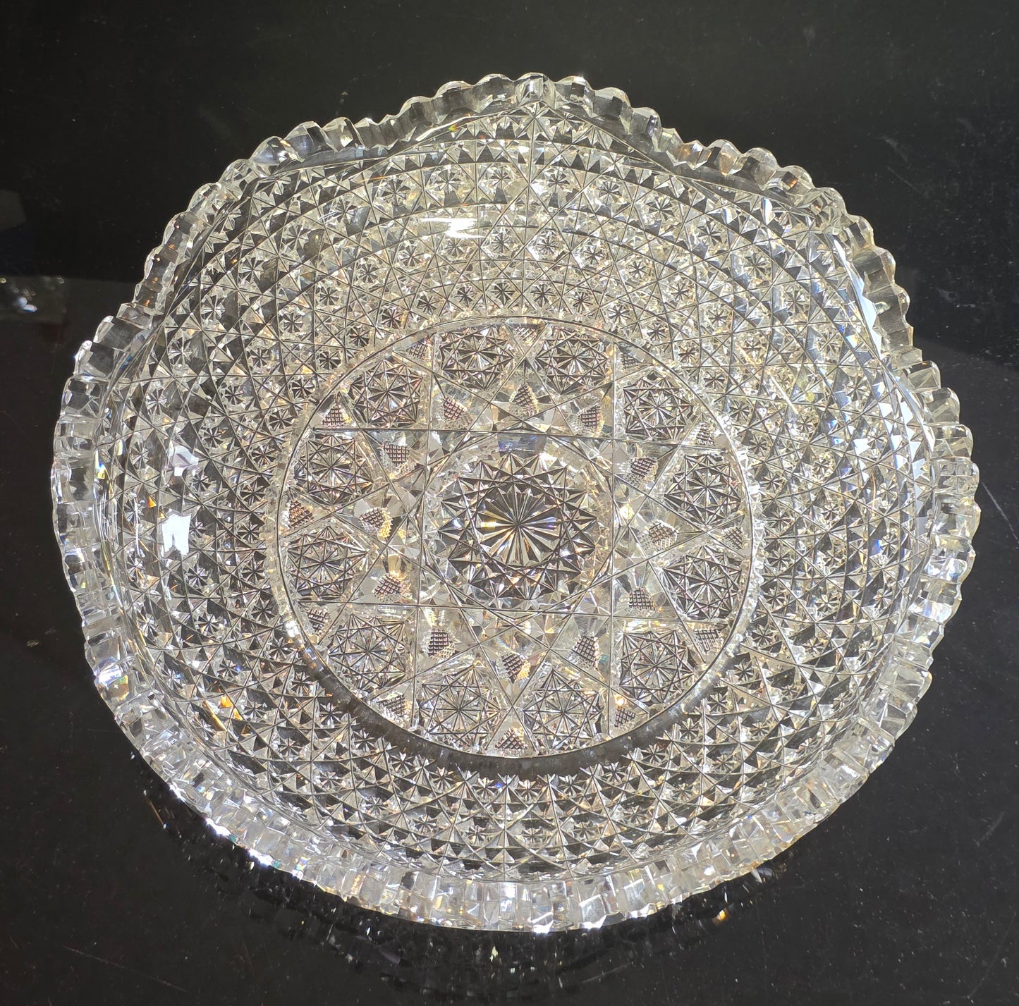 ABP cut glass flashy low bowl American brilliant period 1886 -1915 bob54