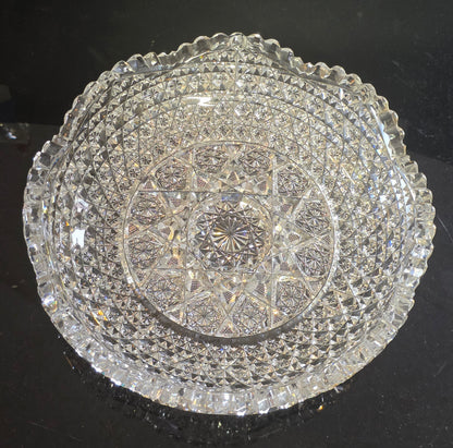 ABP cut glass flashy low bowl American brilliant period 1886 -1915 bob54