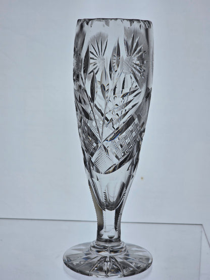 American Brilliant Period Cut Glass vase floral