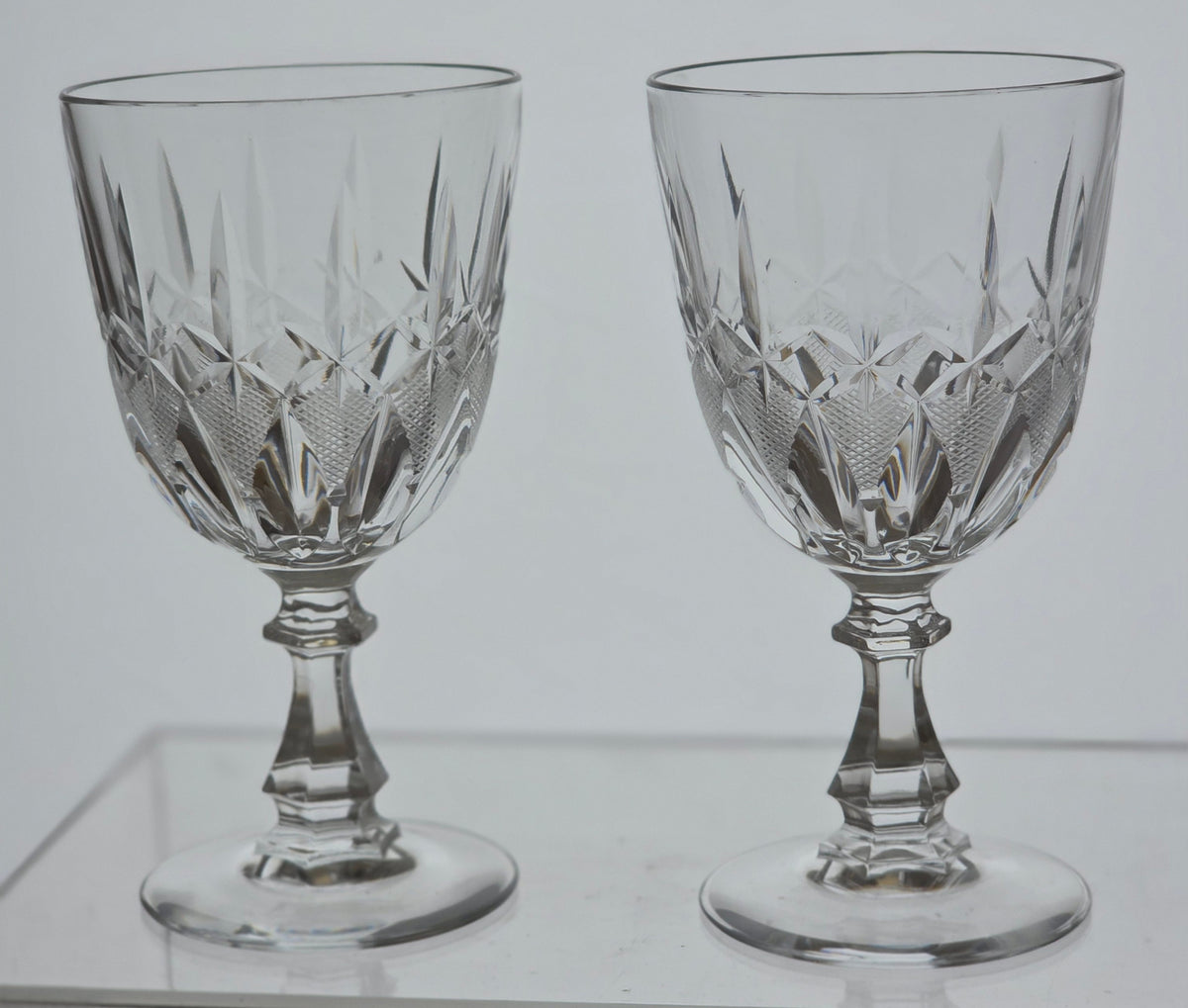 2 Hand Cut glass goblet stemware