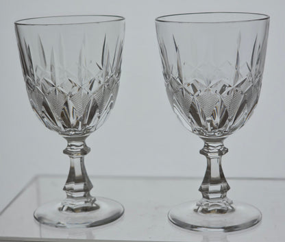 2 Hand Cut glass goblet stemware