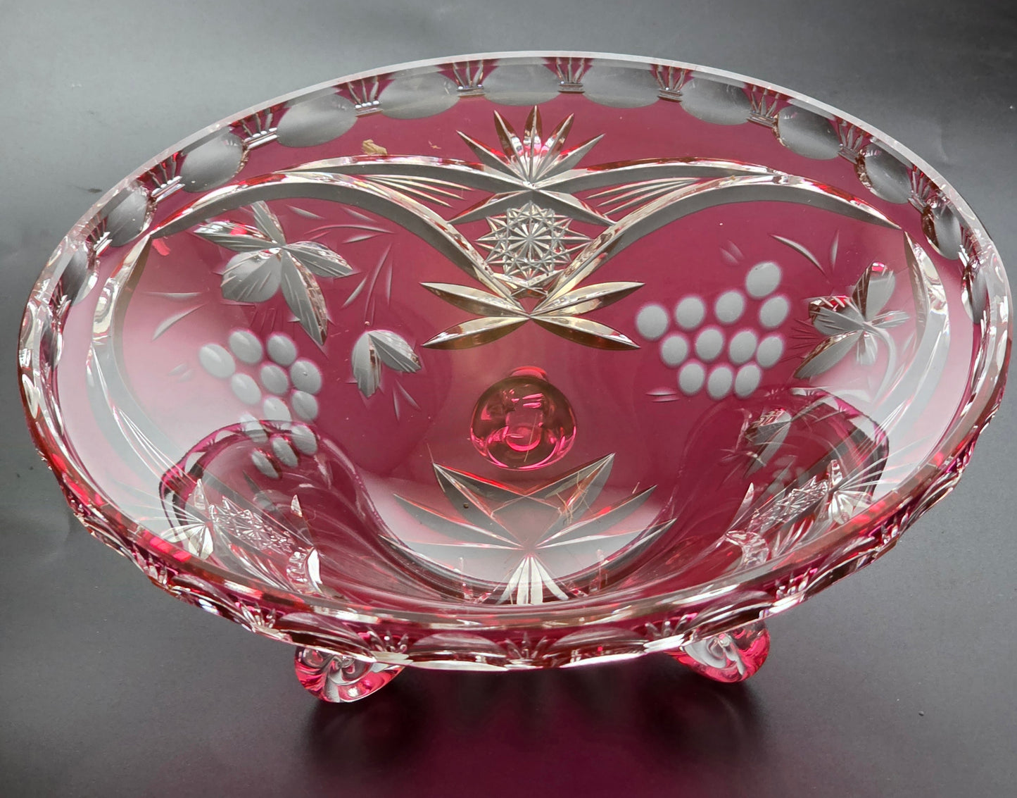 Cut to clear 3 leged bowl Hand cut