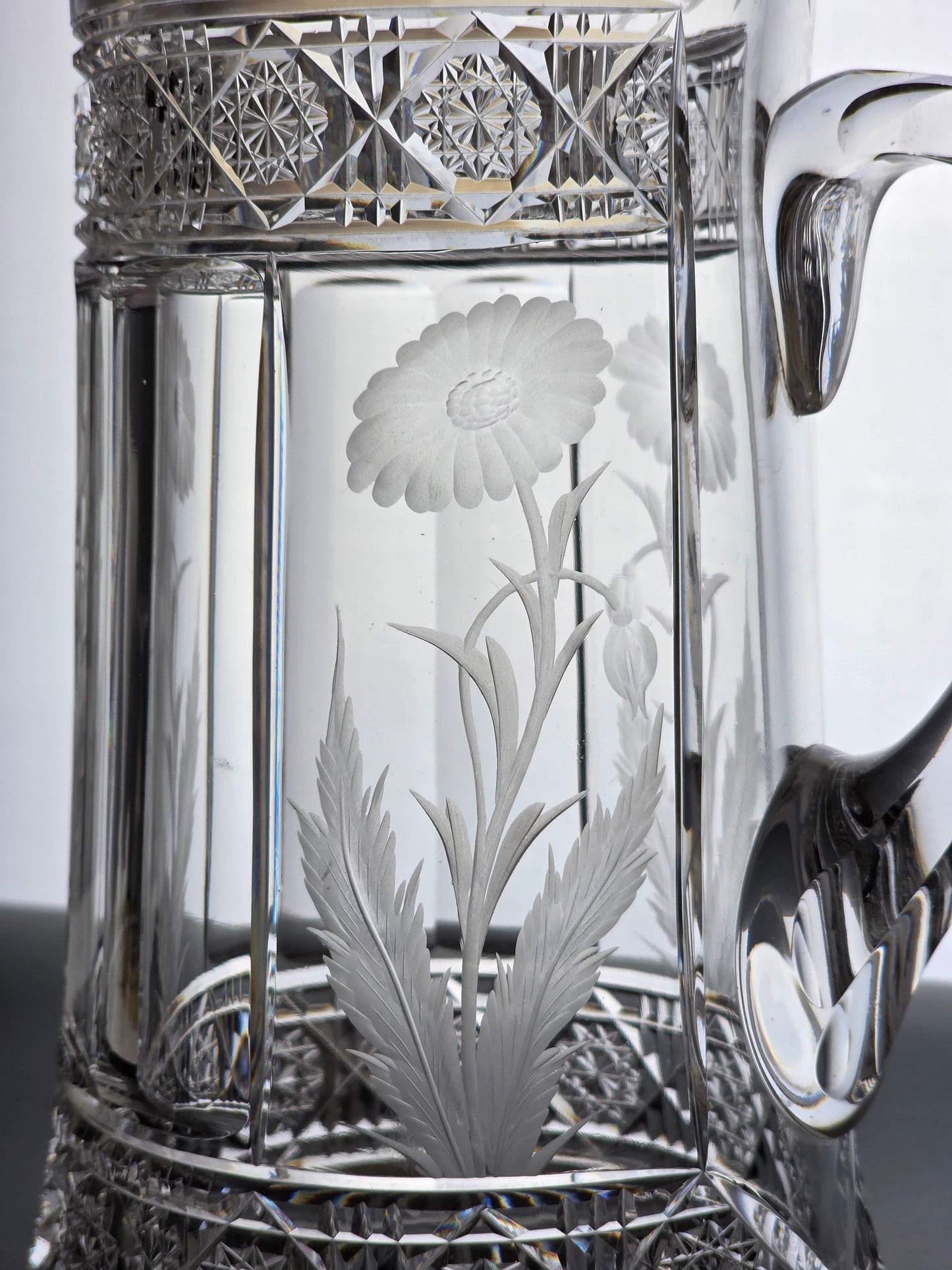 Signed Sinclair American Brilliant Period Cut Glass Pitcher Antique Bob3