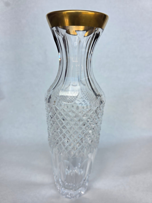 Hand cut glass Kldkotschnik vase Gold band
