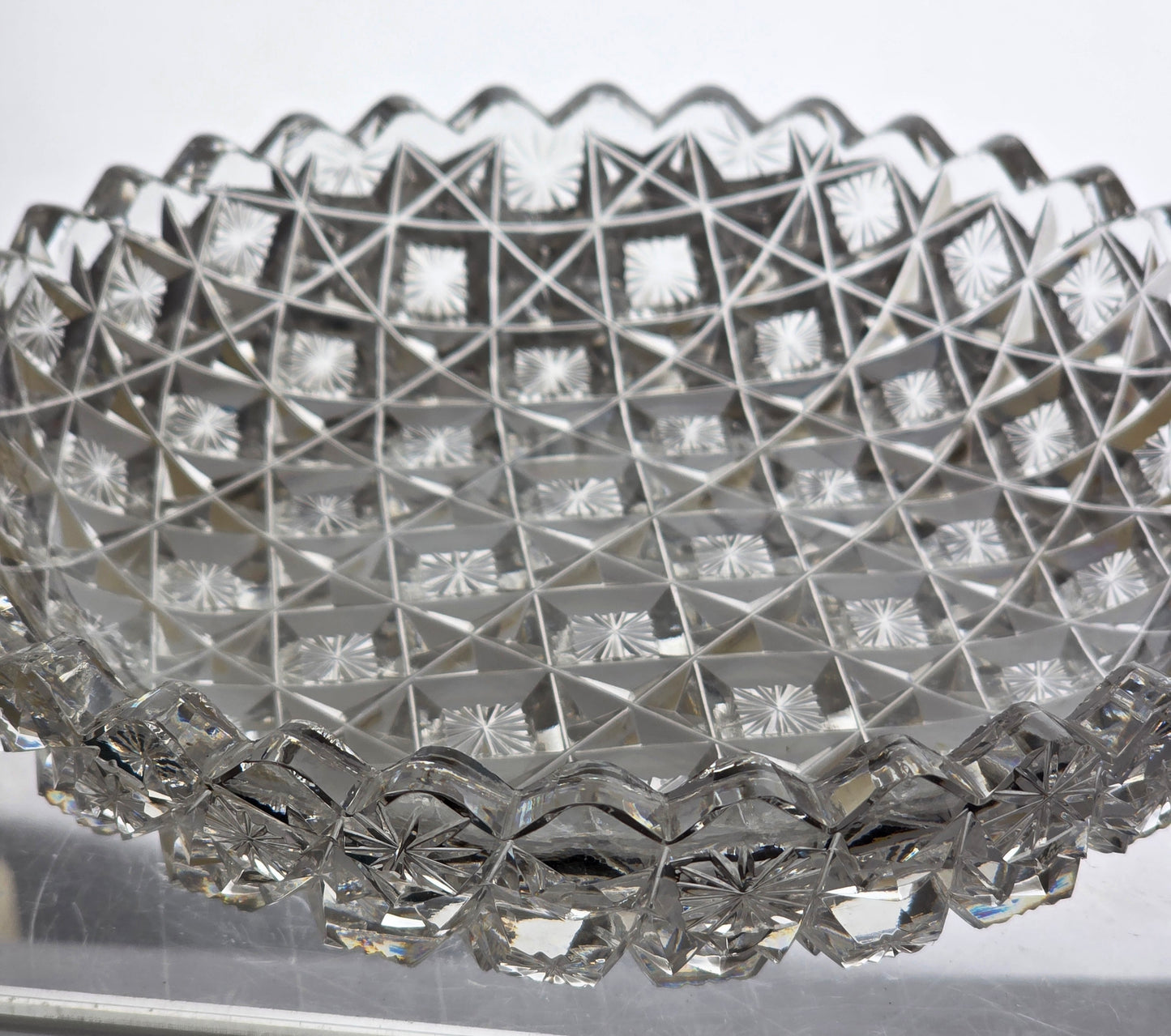 ABP cut glass mouth blown low bowl American brilliant period 1886 -1915 tg4 .