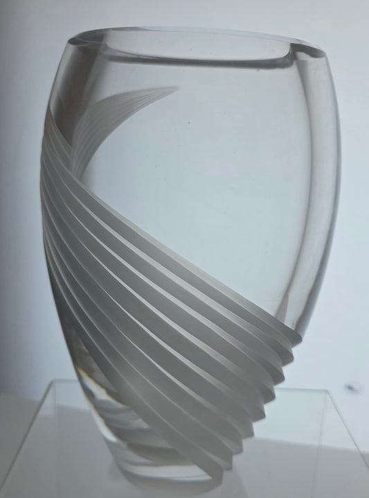Lenox Glass heavy vase Lenox USA crystal Windswept Signed