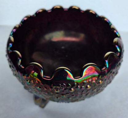 Fenton glass carnival orange tree blossom footed bowl