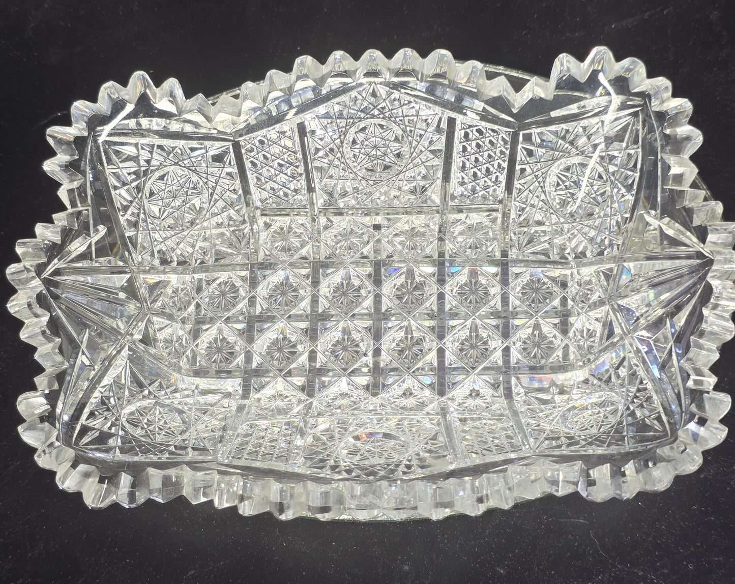 ABP cut glass rectangular trinket Dish American brilliant period pa13