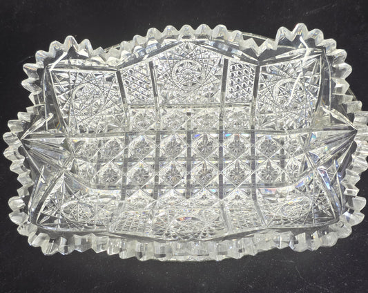 ABP cut glass rectangular trinket Dish American brilliant period pa13