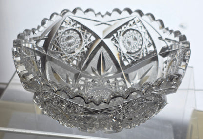 ABP cut glass mouth blown bowl American brilliant period 1886 -1915 tg3