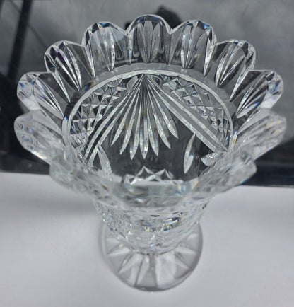 Waterford GLASS signed gegorgan vase  footed old cut in Ireland 95WS