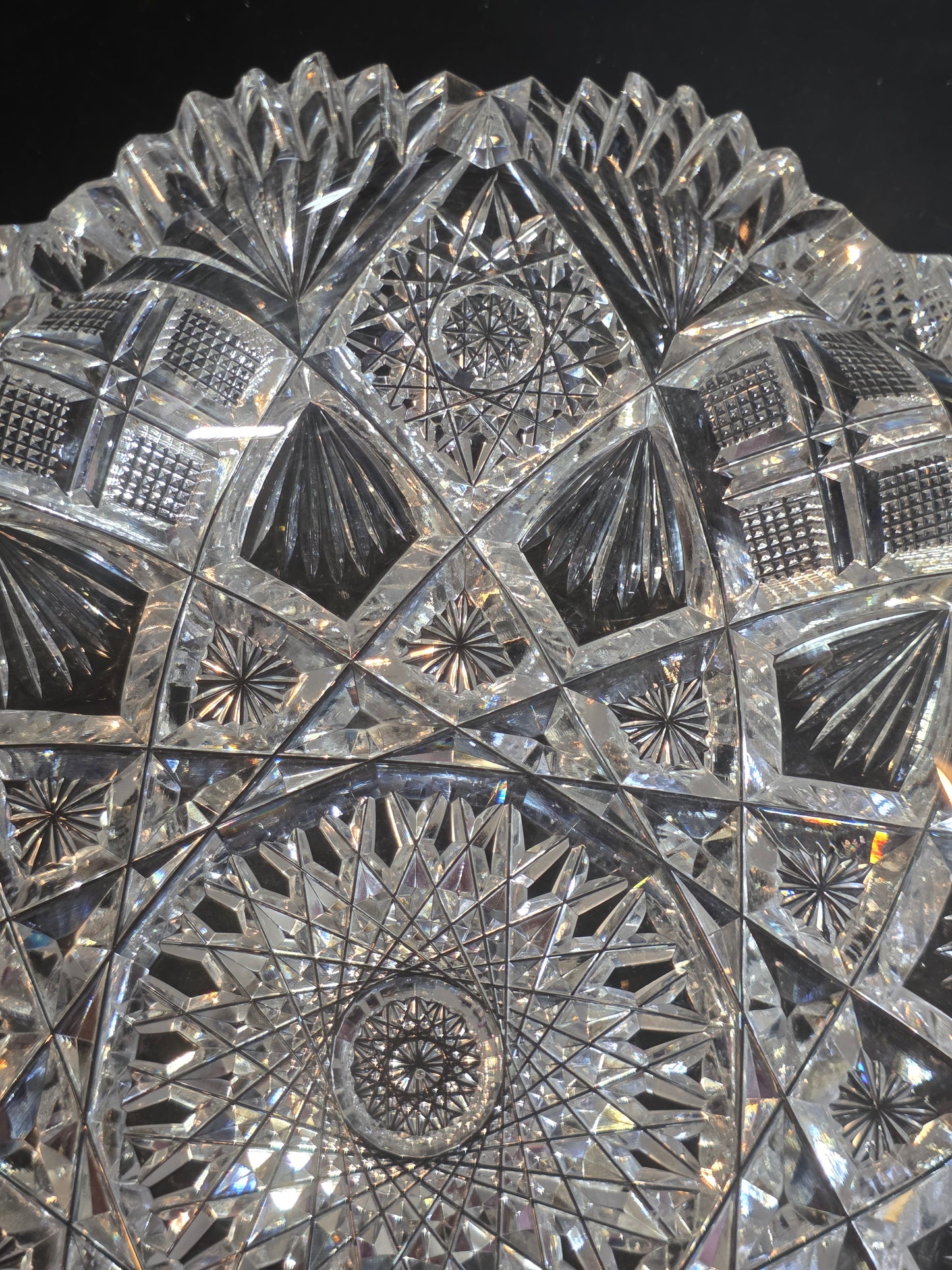 ABP cut glass low bowl American brilliant period 1886 -1915 bob57
