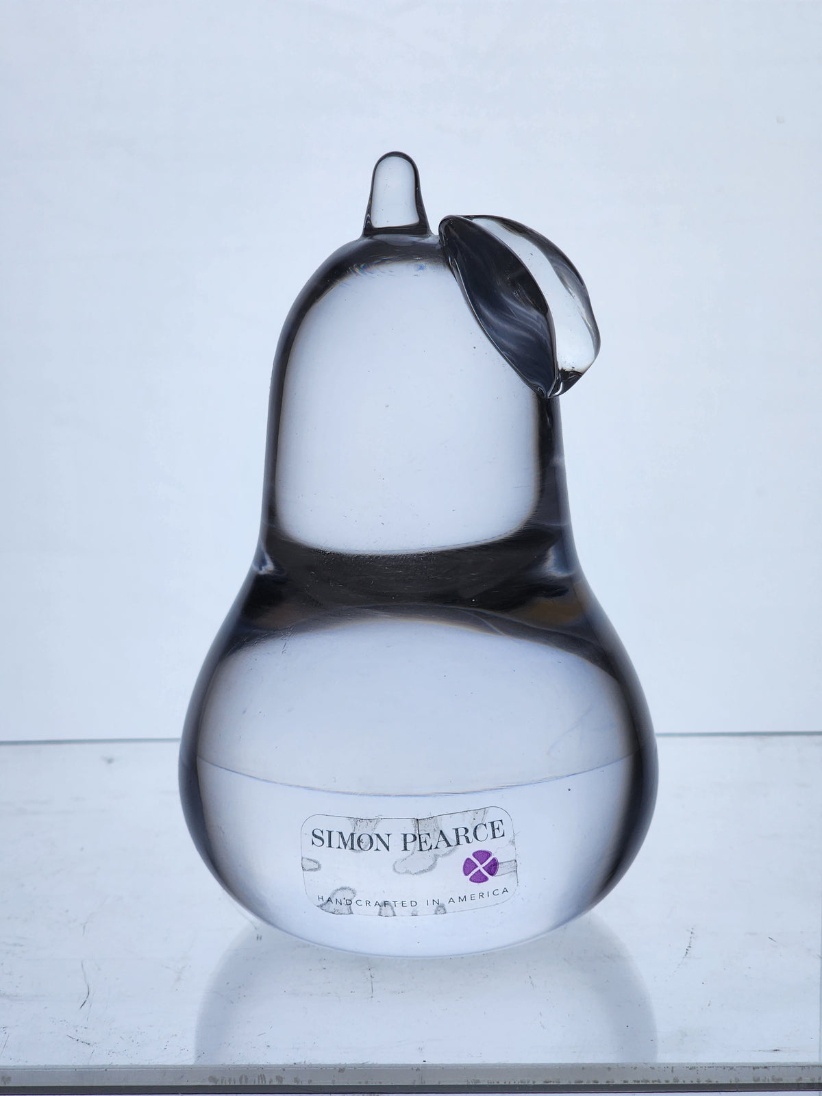 Simon Pearce glass Pear paperweight Made in USA