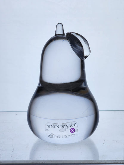 Simon Pearce glass Pear paperweight Made in USA