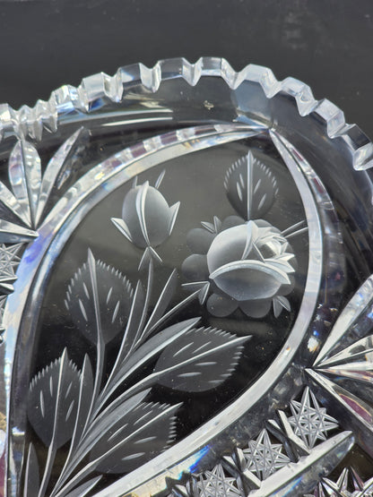 Hand Cut glass Bohemia triangle snack dish 24% lead crystal