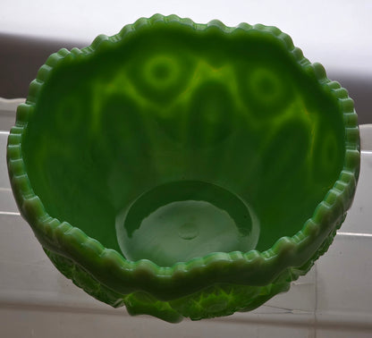 L.E Smith Glass Jadeite Quintec bowl
