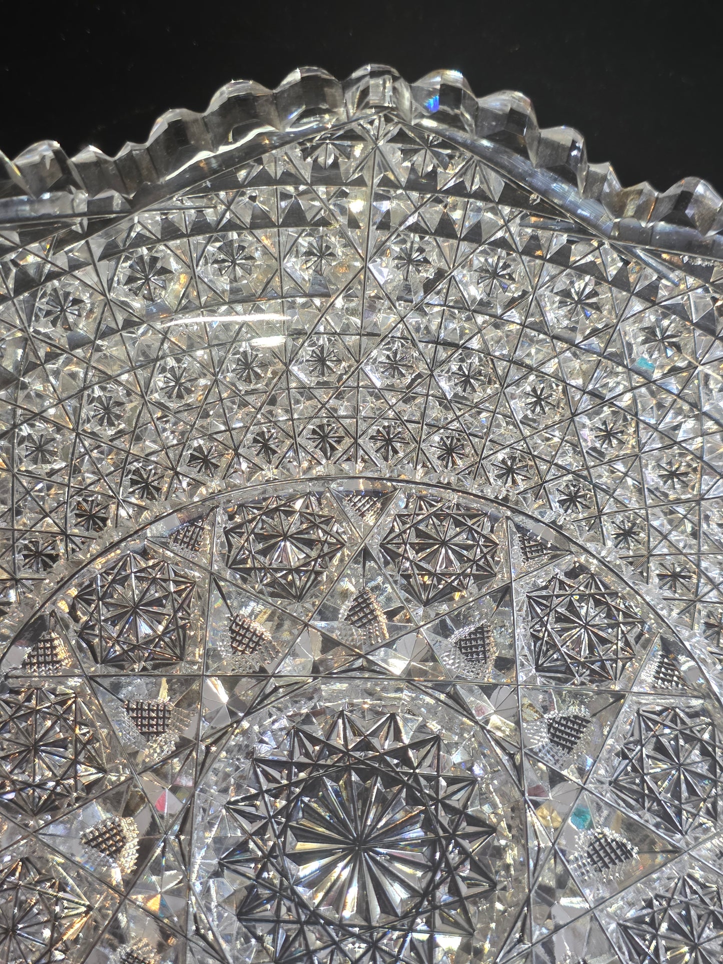 ABP cut glass flashy low bowl American brilliant period 1886 -1915 bob54