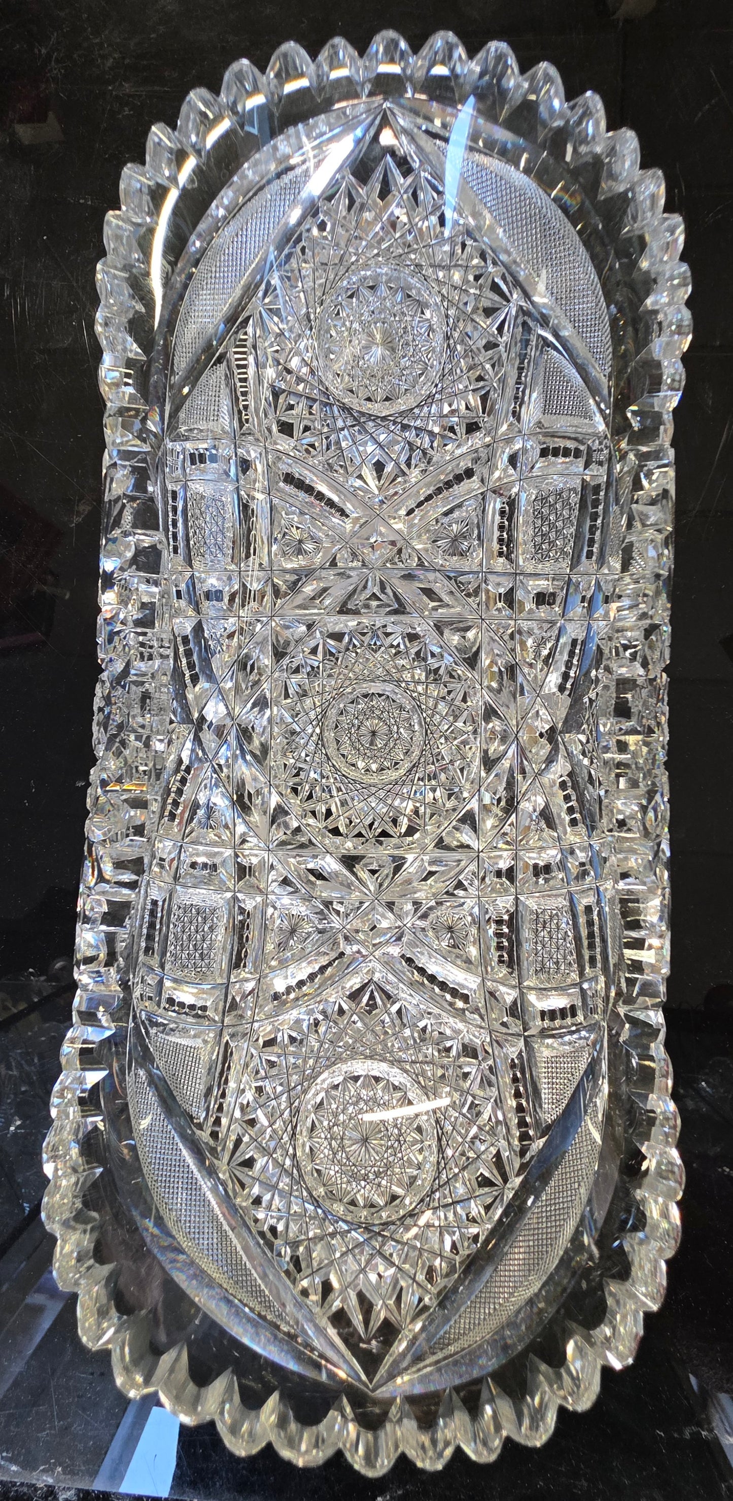 ABP Crystal Cut Glass Libbey oval folded tray