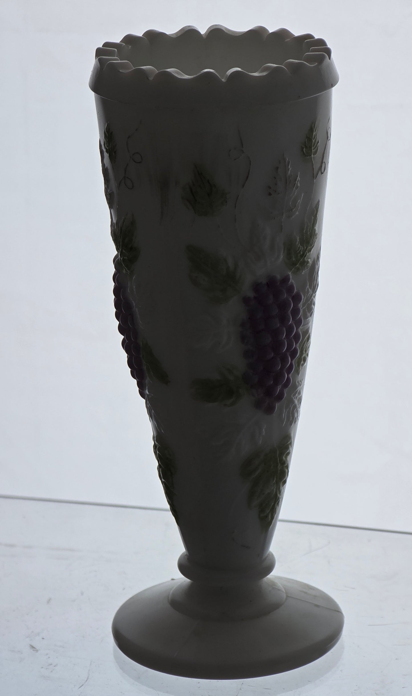 L.E Smith Glass painted grapes vase.
.