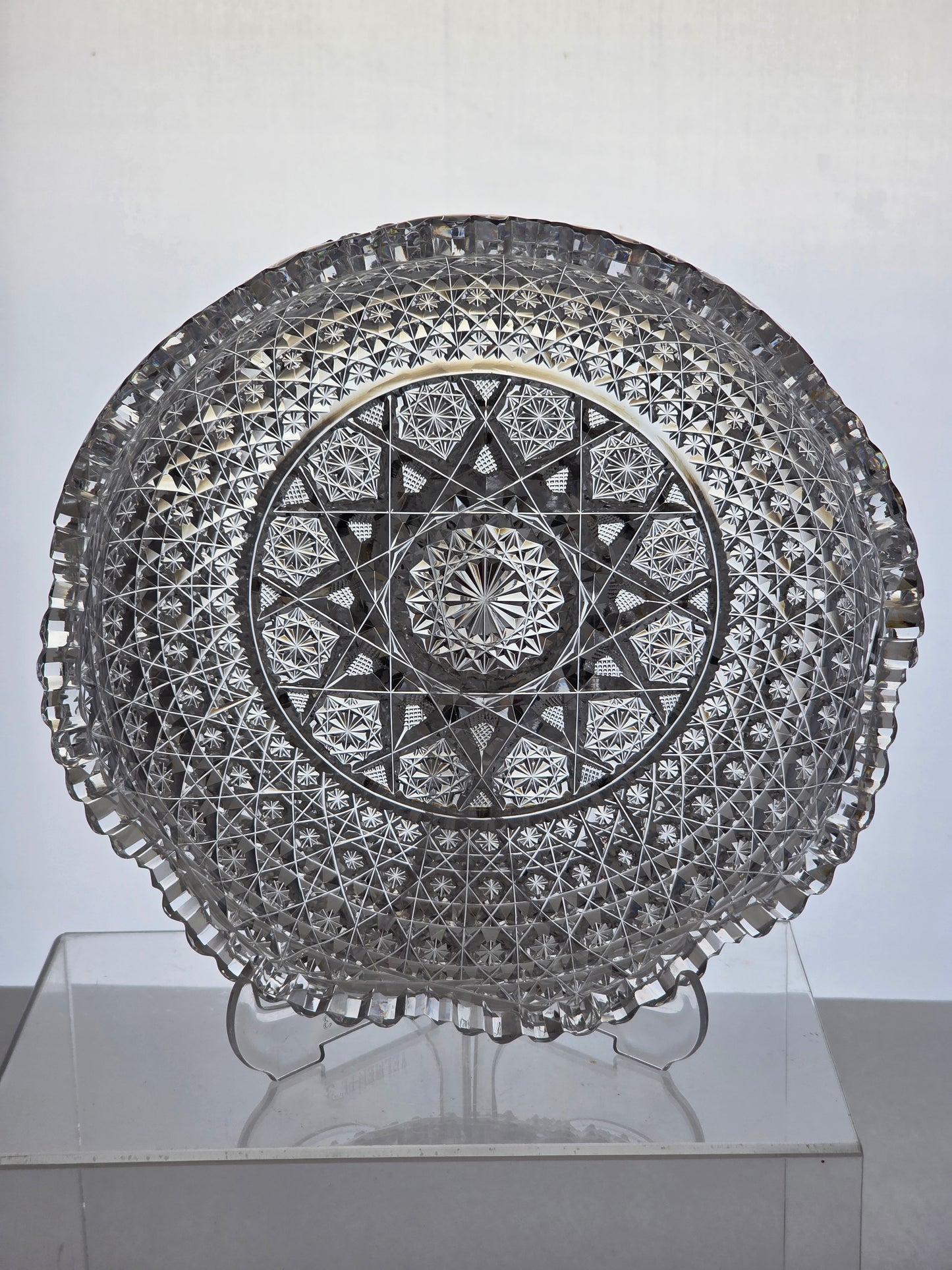 ABP cut glass low flashy bowl American brilliant period 1886 -1915 bob73