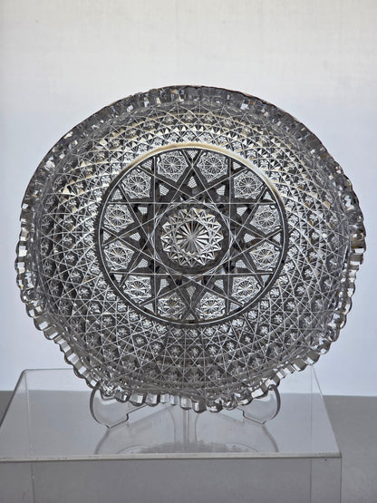 ABP cut glass low flashy bowl American brilliant period 1886 -1915 bob73