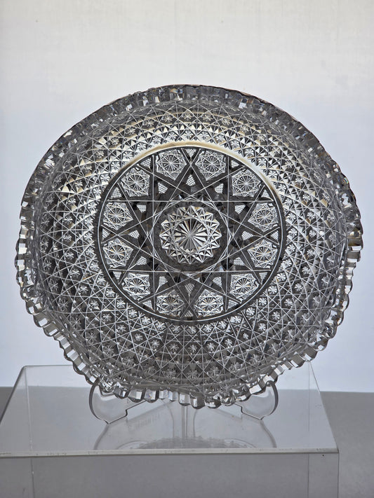 ABP cut glass low flashy bowl American brilliant period 1886 -1915 bob73