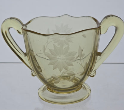 Lancaster Glass Co. Yellow Jubilee sugar and creamer set