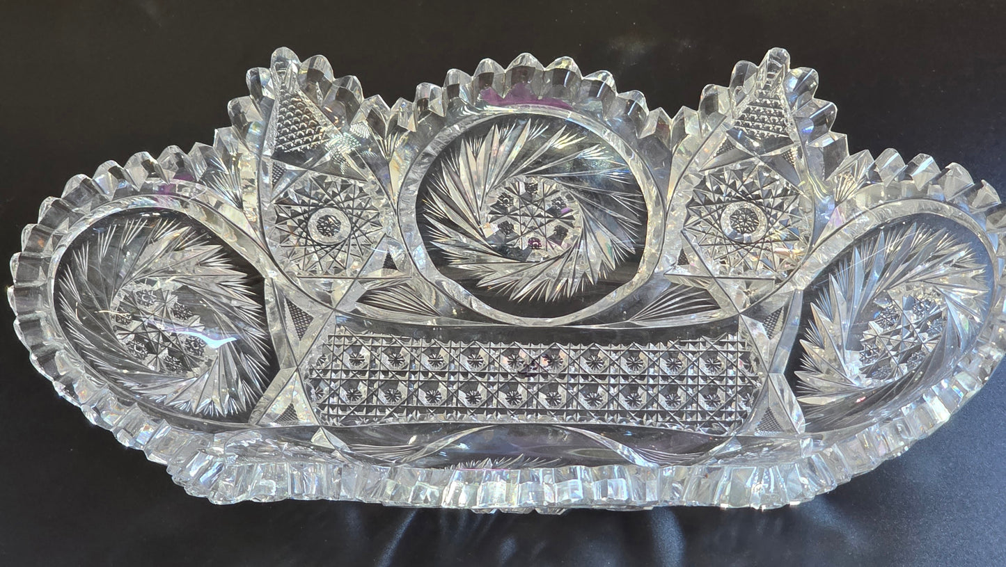 ABP cut glass oval bowl American brilliant period pa5