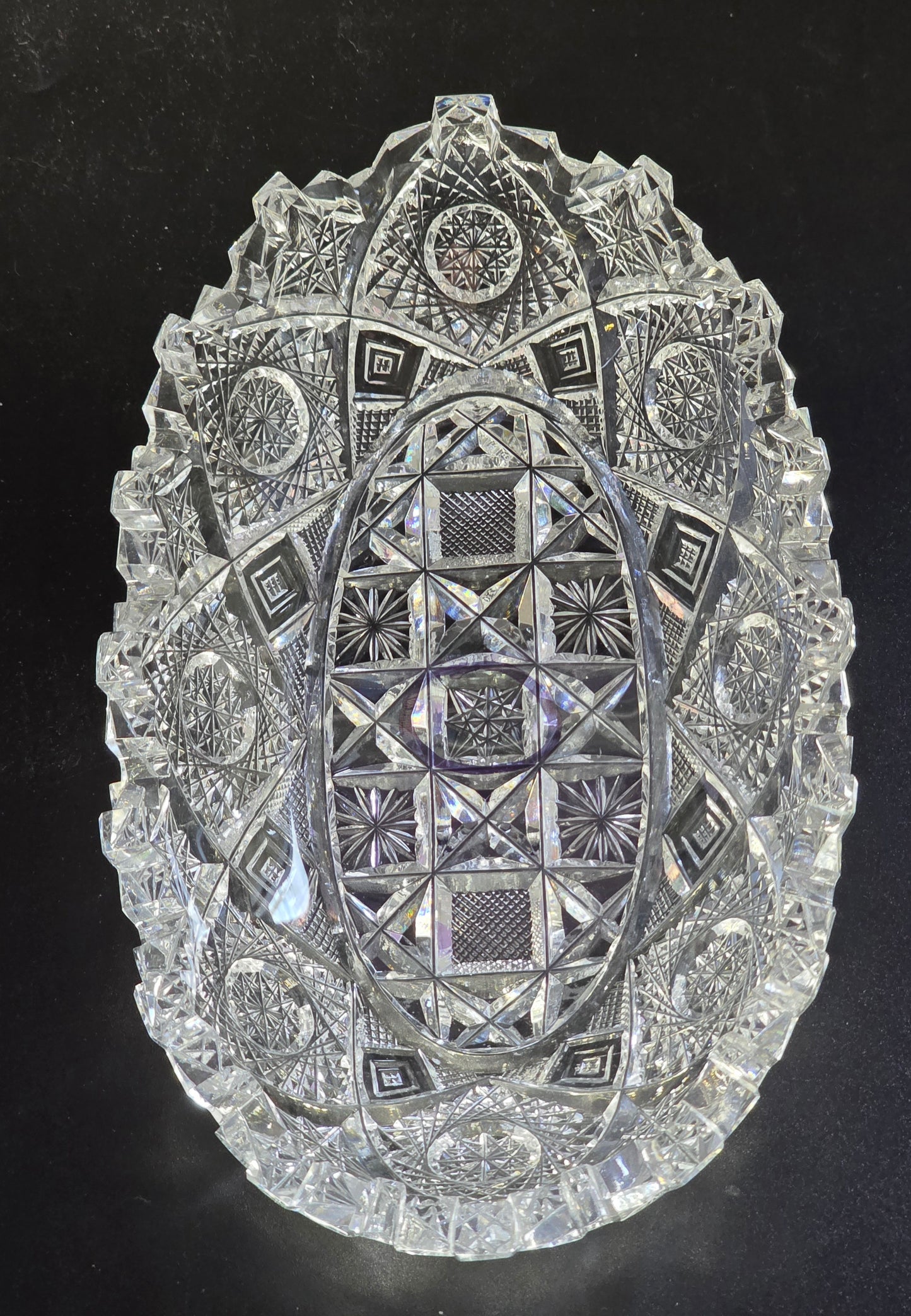 ABP cut glass Signed Clark Prima Donna oval dish American brilliant period pa9