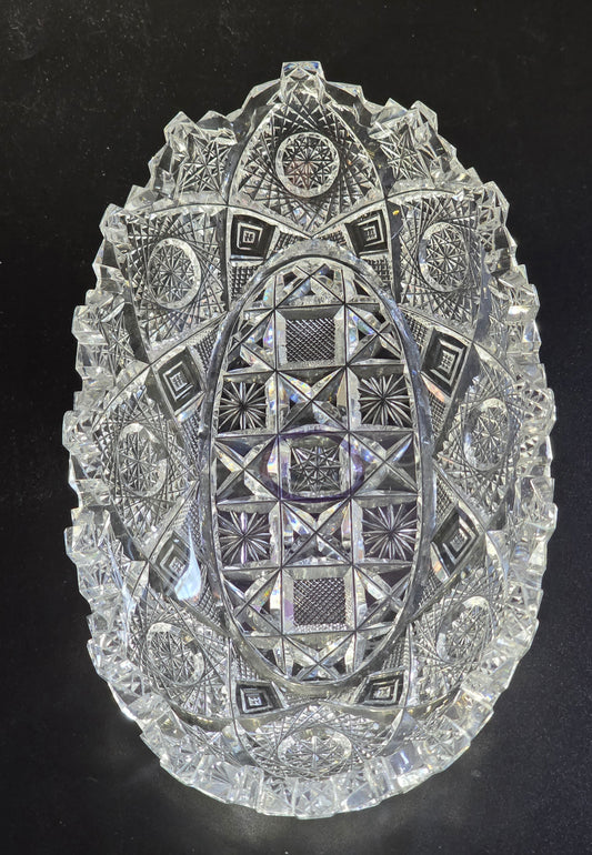 ABP cut glass Signed Clark Prima Donna oval dish American brilliant period pa9
