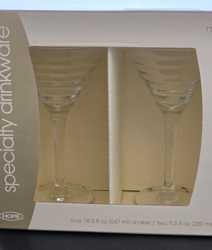 Martini and Shaker glass drink 3 piece set