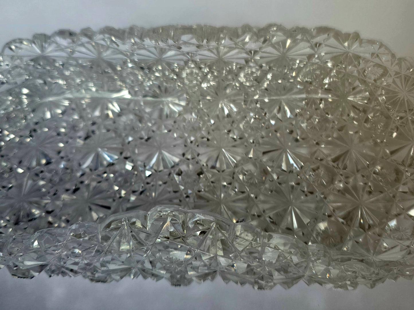 ABP Cut glass folded shape dish Russian pattern bob20