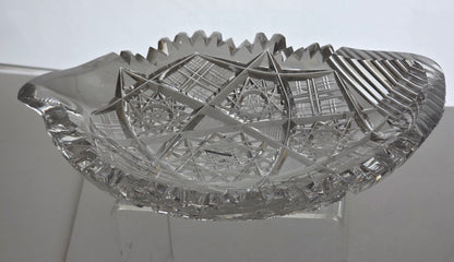 American Brilliant Period Cut Glass odd shape dish signed Hoare ABP antique
