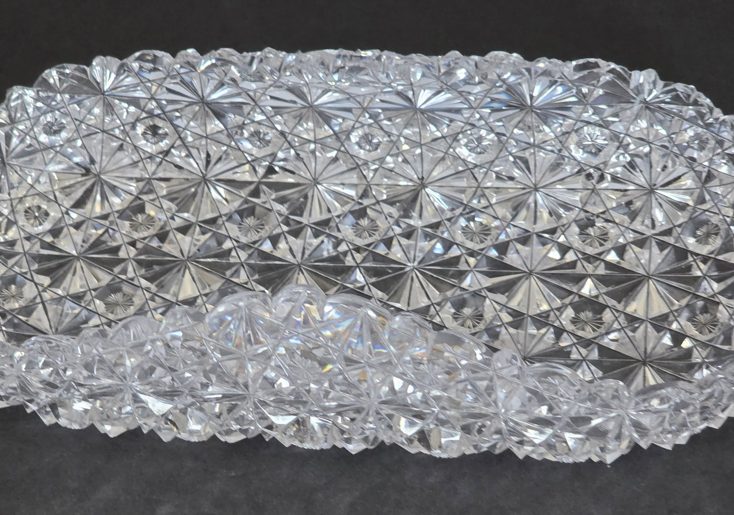 ABP Cut glass folded shape dish Russian pattern bob20