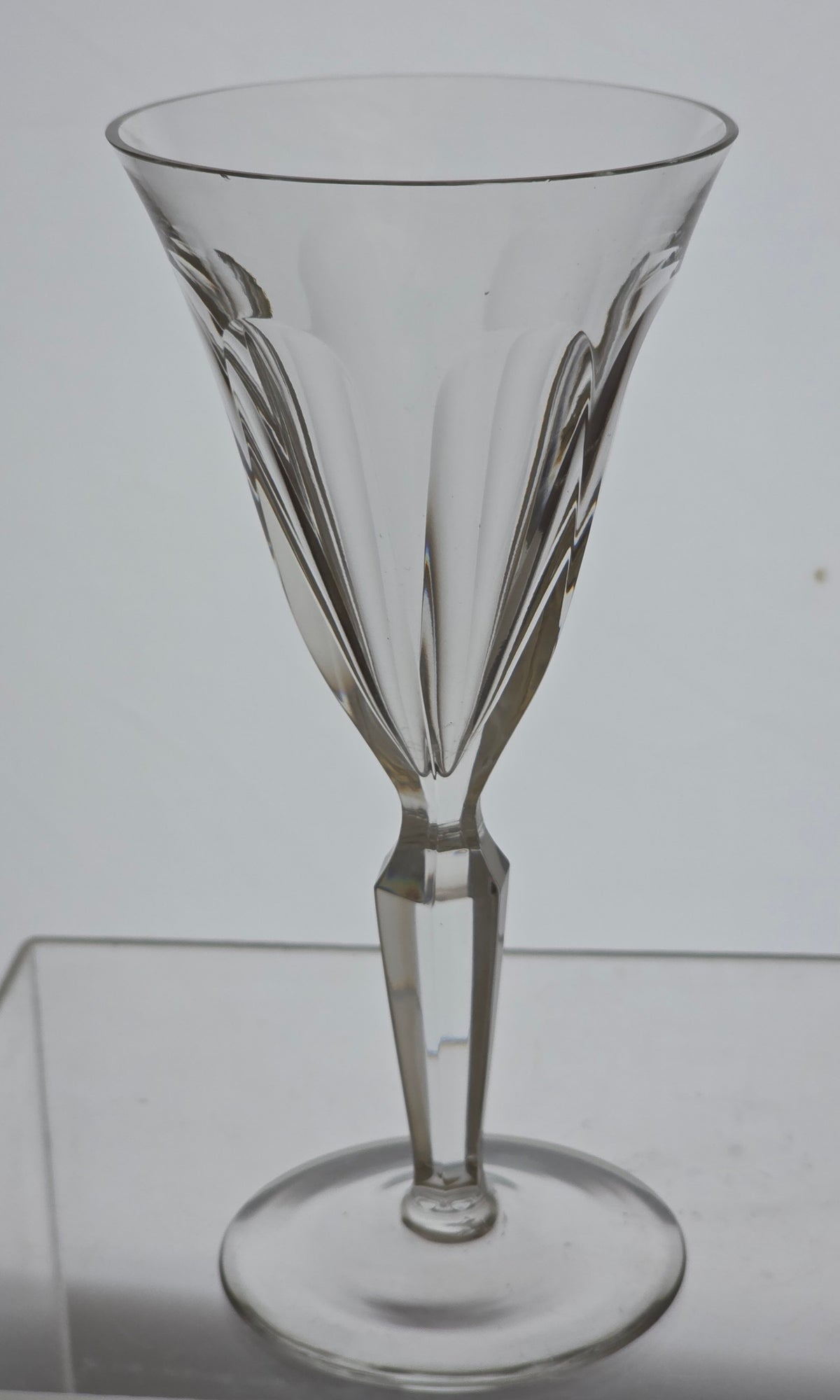 4 Hand Cut Glass panel wine glasses