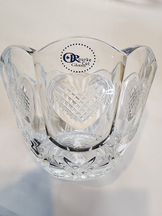 lead crystal bowl, Hearts, Made in USA ,glass