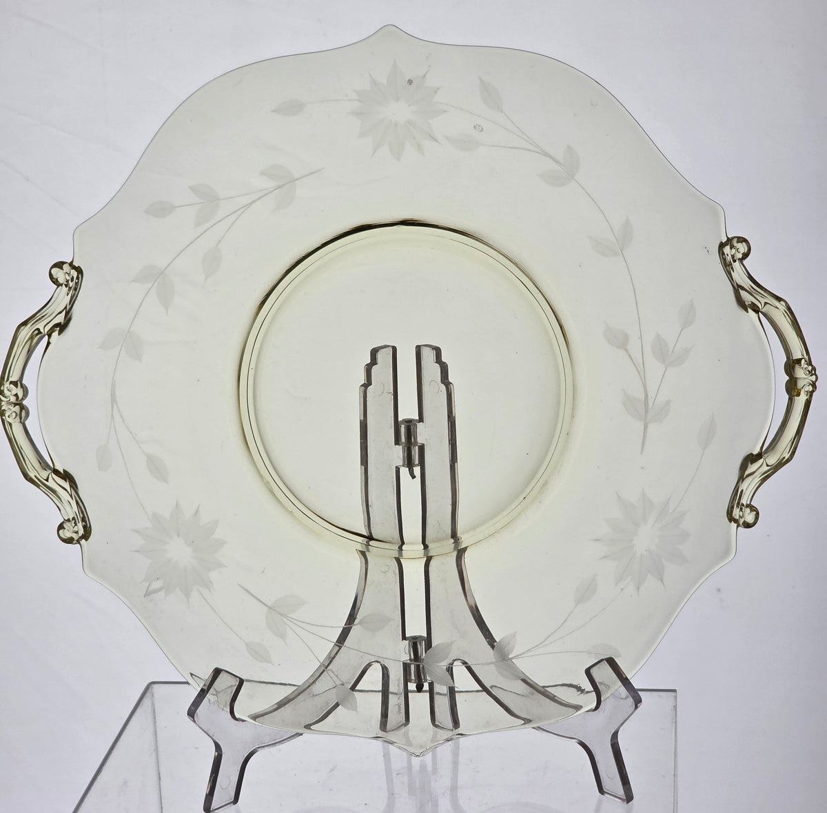 Lancaster Glass Co. Yellow Jubilee serving plate
