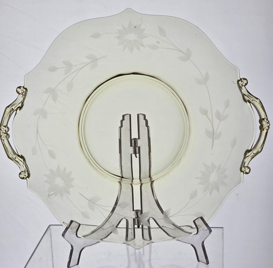 Lancaster Glass Co. Yellow Jubilee serving plate