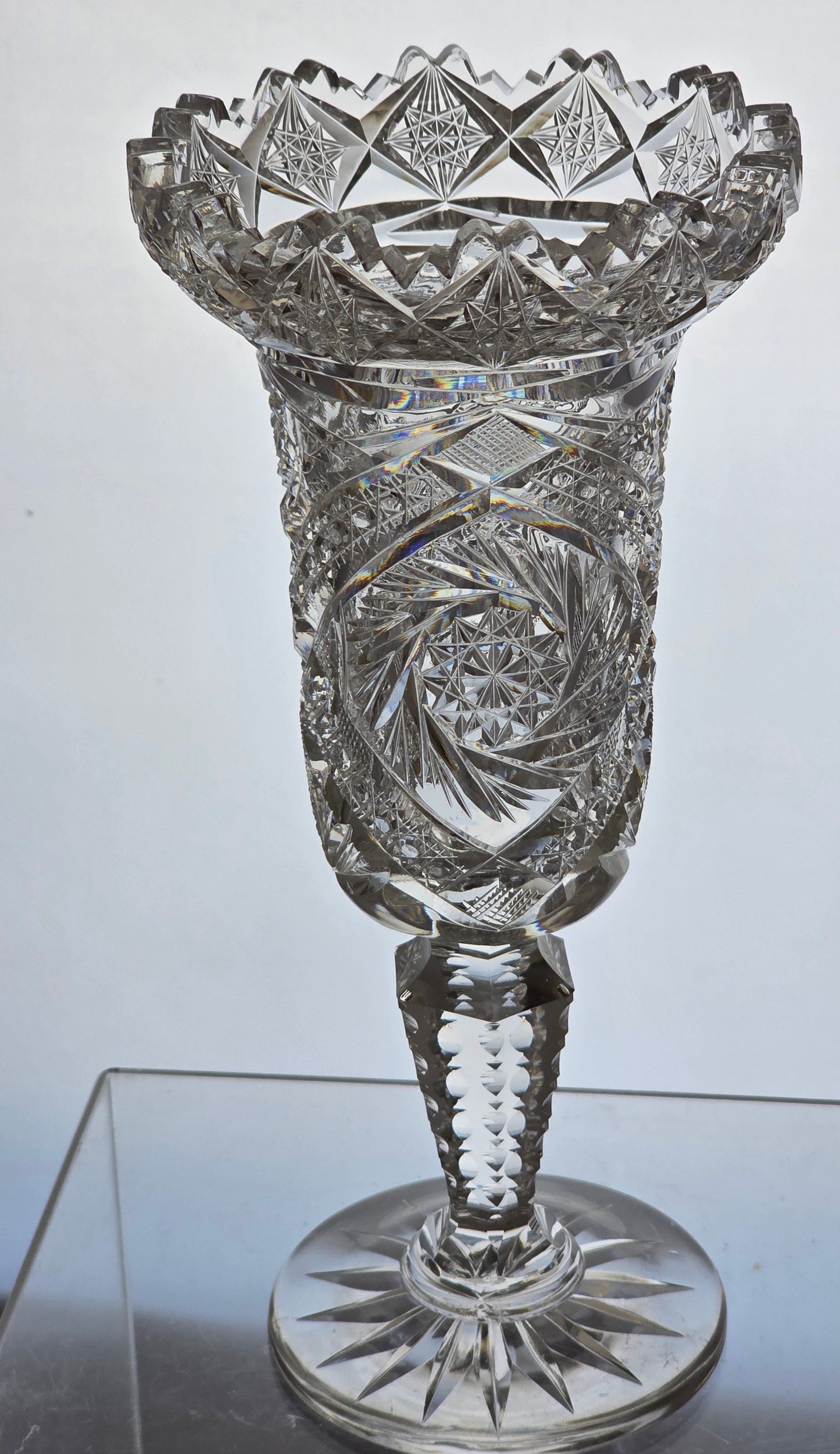 ABP cut glass Luzerne vase antique Olga pattern
