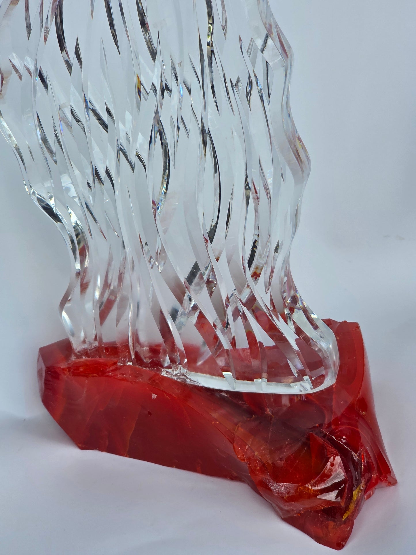 Hand cut Crystal plaque with L.E SMITH glass cullet base