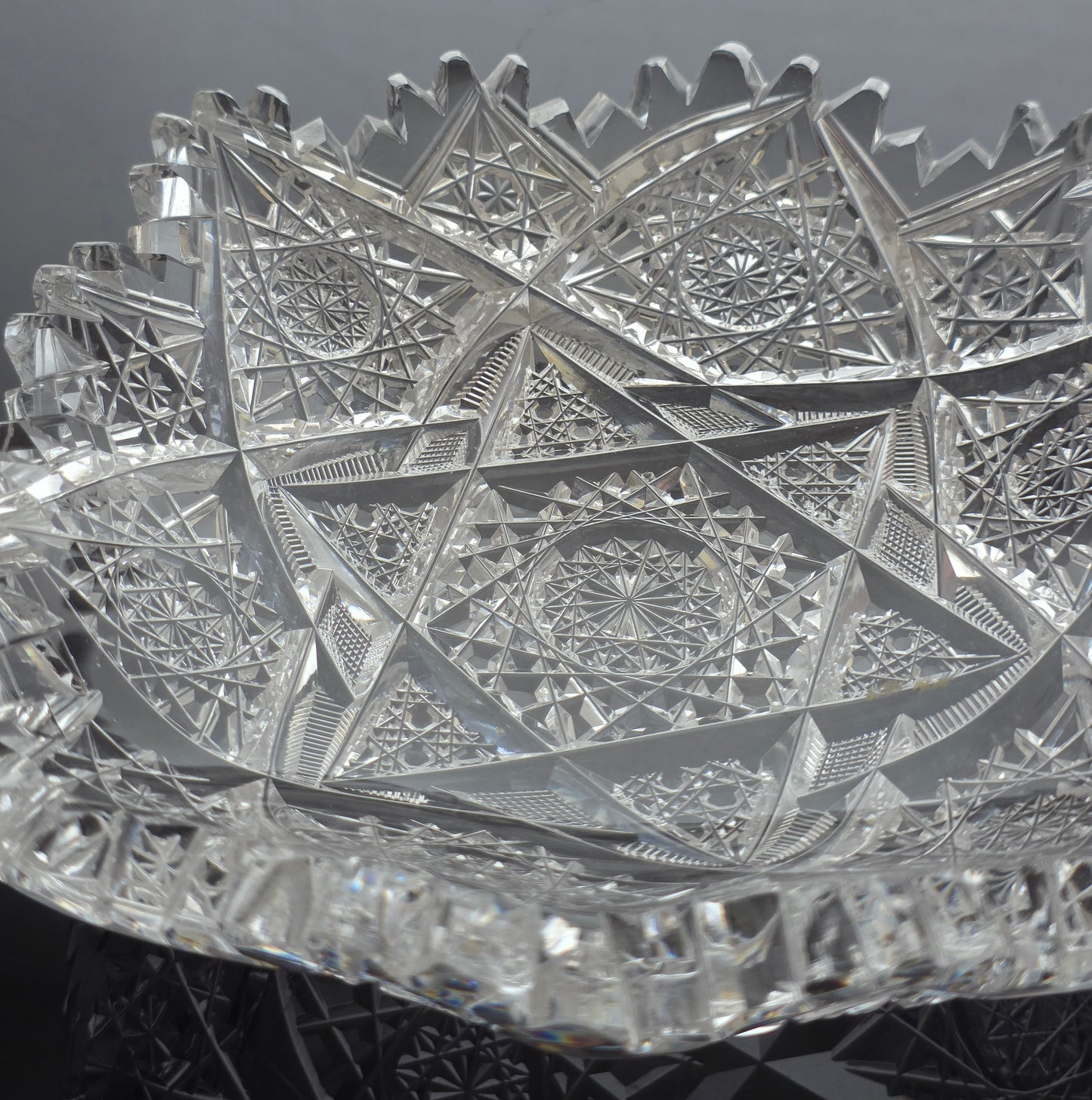 ABP cut glass square dish American brilliant period 1886 -1915 bob71