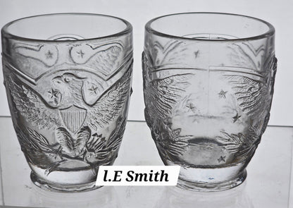 L.E Smith Glass Eagle barware dor Pair